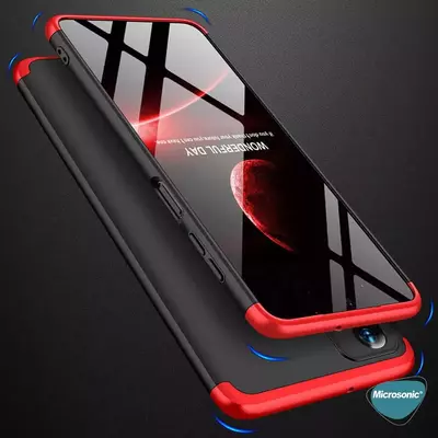 Microsonic Samsung Galaxy M23 Kılıf Double Dip 360 Protective AYS Siyah Kırmızı