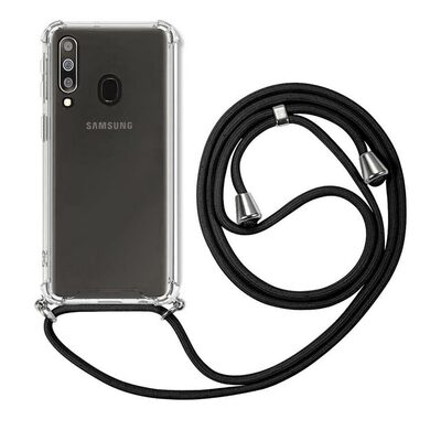 Microsonic Samsung Galaxy M30 Kılıf Neck Lanyard Siyah