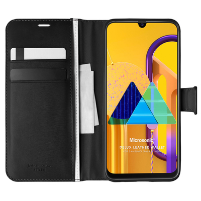 Microsonic Samsung Galaxy M30s Kılıf Delux Leather Wallet Siyah