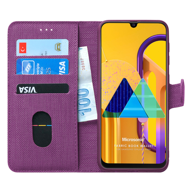 Microsonic Samsung Galaxy M30s Kılıf Fabric Book Wallet Mor