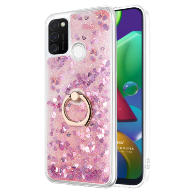 Microsonic Samsung Galaxy M30s Kılıf Glitter Liquid Holder Pembe