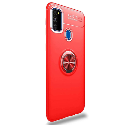 Microsonic Samsung Galaxy M30s Kılıf Kickstand Ring Holder Kırmızı
