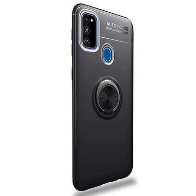 Microsonic Samsung Galaxy M30s Kılıf Kickstand Ring Holder Siyah