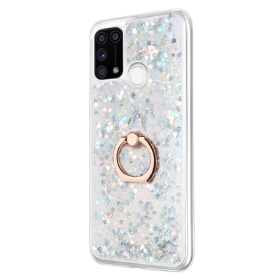 Microsonic Samsung Galaxy M31 Kılıf Glitter Liquid Holder Gümüş