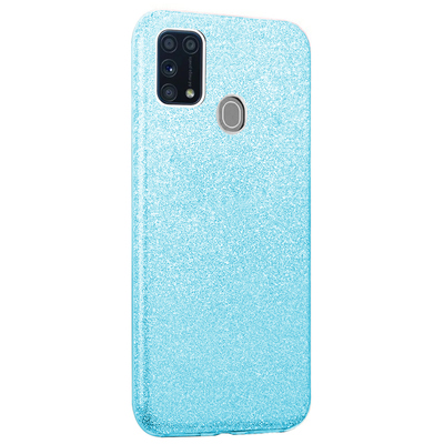 Microsonic Samsung Galaxy M31 Kılıf Sparkle Shiny Mavi