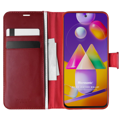 Microsonic Samsung Galaxy M31s Kılıf Delux Leather Wallet Kırmızı
