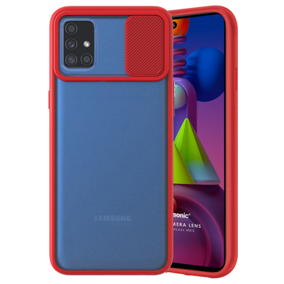 Microsonic Samsung Galaxy M31S Kılıf Slide Camera Lens Protection Kırmızı