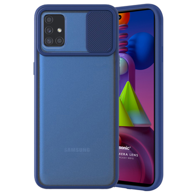 Microsonic Samsung Galaxy M31S Kılıf Slide Camera Lens Protection Lacivert