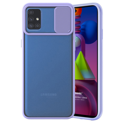 Microsonic Samsung Galaxy M31S Kılıf Slide Camera Lens Protection Lila
