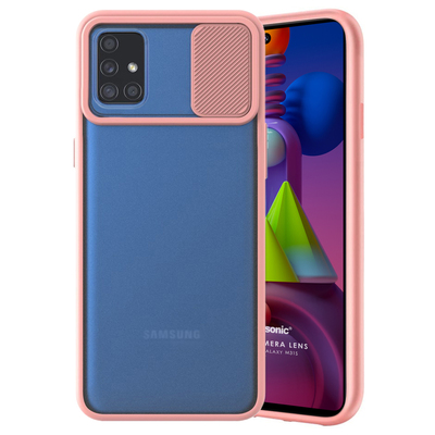 Microsonic Samsung Galaxy M31S Kılıf Slide Camera Lens Protection Pembe