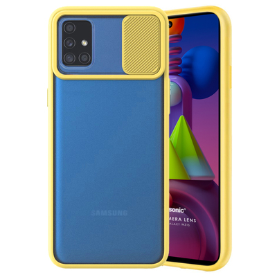 Microsonic Samsung Galaxy M31S Kılıf Slide Camera Lens Protection Sarı