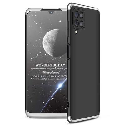 Microsonic Samsung Galaxy M32 4G Kılıf Double Dip 360 Protective AYS Siyah Gri