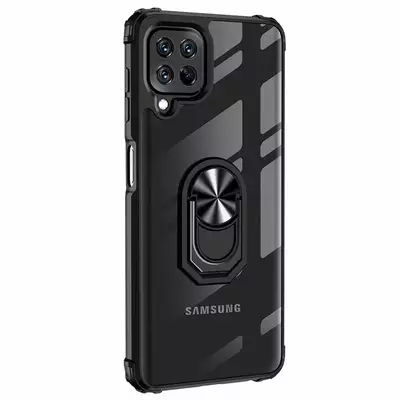 Microsonic Samsung Galaxy M32 4G Kılıf Grande Clear Ring Holder Siyah