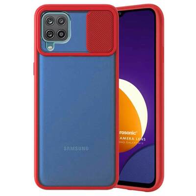 Microsonic Samsung Galaxy M32 4G Kılıf Slide Camera Lens Protection Kırmızı