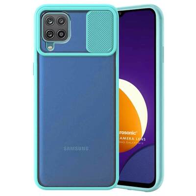 Microsonic Samsung Galaxy M32 4G Kılıf Slide Camera Lens Protection Turkuaz