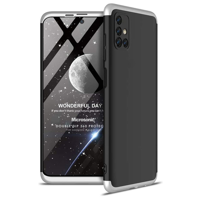 Microsonic Samsung Galaxy M51 Kılıf Double Dip 360 Protective AYS Siyah Gri