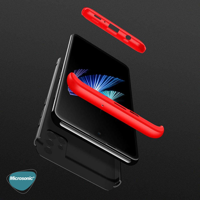 Microsonic Samsung Galaxy M51 Kılıf Double Dip 360 Protective AYS Siyah Kırmızı