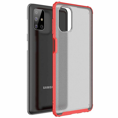 Microsonic Samsung Galaxy M51 Kılıf Frosted Frame Kırmızı
