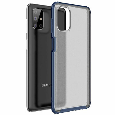 Microsonic Samsung Galaxy M51 Kılıf Frosted Frame Lacivert