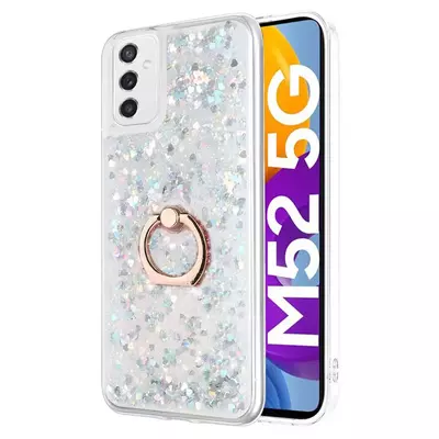Microsonic Samsung Galaxy M52 Kılıf Glitter Liquid Holder Gümüş