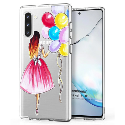 Microsonic Samsung Galaxy Note 10 Desenli Kılıf Balonlu Kız