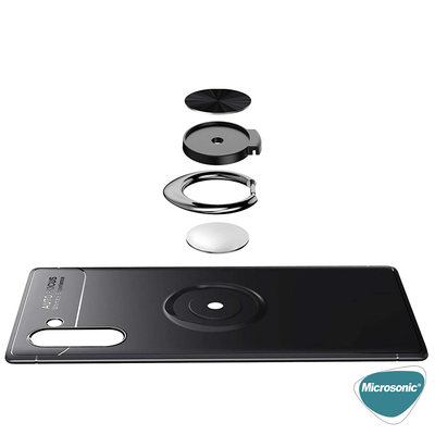 Microsonic Samsung Galaxy Note 10 Kılıf Kickstand Ring Holder Siyah Rose