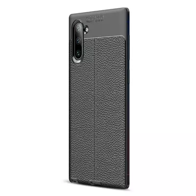 Microsonic Samsung Galaxy Note 10 Kılıf Deri Dokulu Silikon Siyah