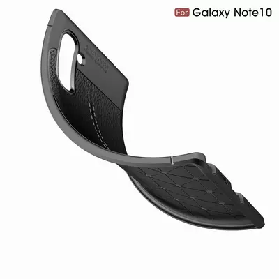 Microsonic Samsung Galaxy Note 10 Kılıf Deri Dokulu Silikon Siyah