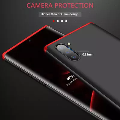 Microsonic Samsung Galaxy Note 10 Kılıf Double Dip 360 Protective Siyah Kırmızı