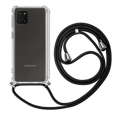 Microsonic Samsung Galaxy Note 10 Lite Kılıf Neck Lanyard Siyah