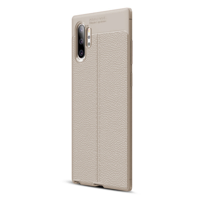 Microsonic Samsung Galaxy Note 10 Plus Kılıf Deri Dokulu Silikon Gri