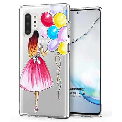 Microsonic Samsung Galaxy Note 10 Plus Desenli Kılıf Balonlu Kız