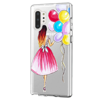 Microsonic Samsung Galaxy Note 10 Plus Desenli Kılıf Balonlu Kız