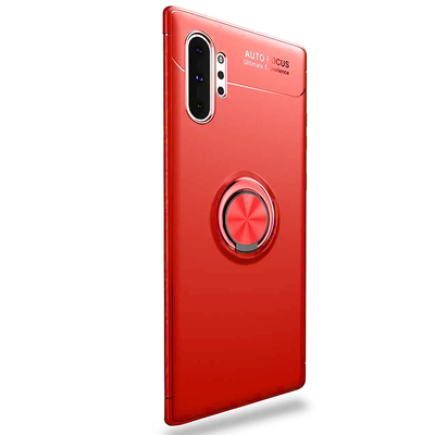 Microsonic Samsung Galaxy Note 10 Plus Kılıf Kickstand Ring Holder Kırmızı