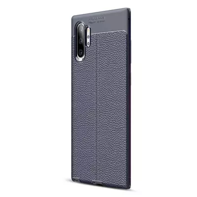 Microsonic Samsung Galaxy Note 10 Plus Kılıf Deri Dokulu Silikon Lacivert