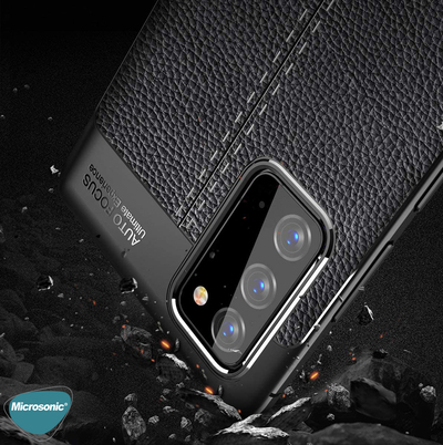 Microsonic Samsung Galaxy Note 20 Kılıf Deri Dokulu Silikon Kırmızı