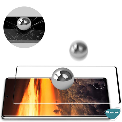 Microsonic Samsung Galaxy Note 20 Kavisli Temperli Cam Ekran Koruyucu Film Siyah