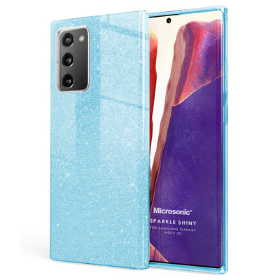 Microsonic Samsung Galaxy Note 20 Kılıf Sparkle Shiny Mavi