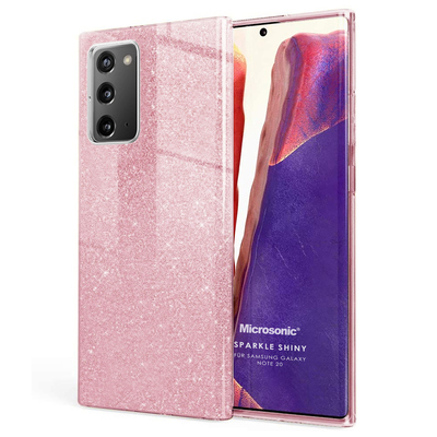 Microsonic Samsung Galaxy Note 20 Kılıf Sparkle Shiny Rose Gold