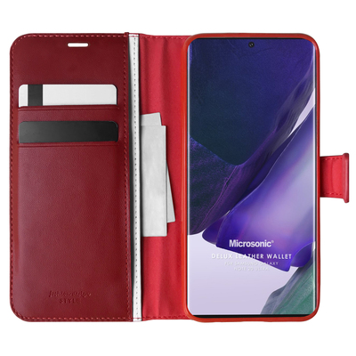 Microsonic Samsung Galaxy Note 20 Ultra Kılıf Delux Leather Wallet Kırmızı