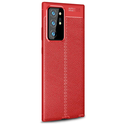 Microsonic Samsung Galaxy Note 20 Ultra Kılıf Deri Dokulu Silikon Kırmızı