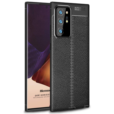 Microsonic Samsung Galaxy Note 20 Ultra Kılıf Deri Dokulu Silikon Siyah