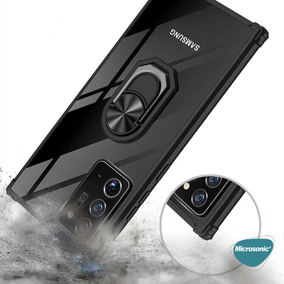 Microsonic Samsung Galaxy Note 20 Ultra Kılıf Grande Clear Ring Holder Siyah