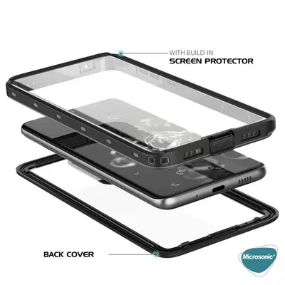 Microsonic Samsung Galaxy Note 20 Ultra Kılıf Waterproof 360 Full Body Protective Siyah