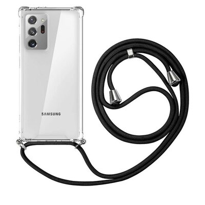 Microsonic Samsung Galaxy Note 20 Ultra Kılıf Neck Lanyard Siyah