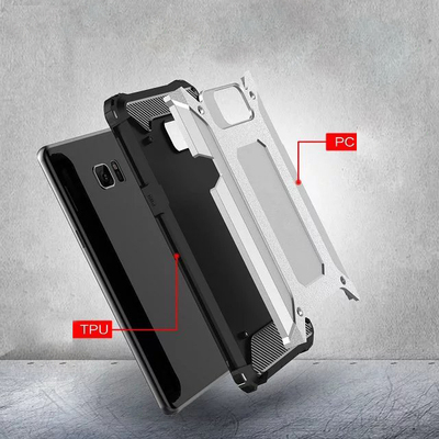 Microsonic Samsung Galaxy Note 5 Kılıf Rugged Armor Gümüş