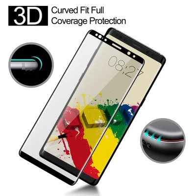 Microsonic Samsung Galaxy Note 8 3D Kavisli Temperli Cam Full Ekran koruyucu Kırılmaz Film Siyah