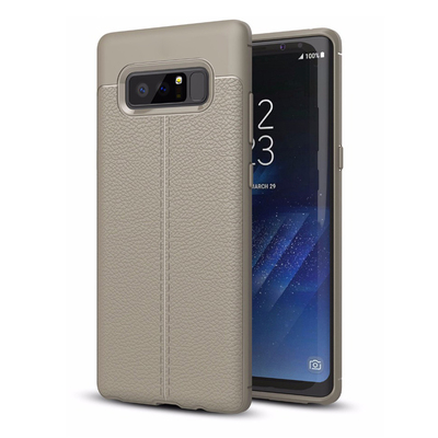 Microsonic Samsung Galaxy Note 8 Kılıf Deri Dokulu Silikon Gri