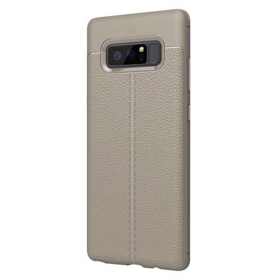 Microsonic Samsung Galaxy Note 8 Kılıf Deri Dokulu Silikon Gri
