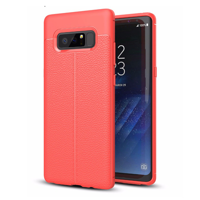 Microsonic Samsung Galaxy Note 8 Kılıf Deri Dokulu Silikon Kırmızı